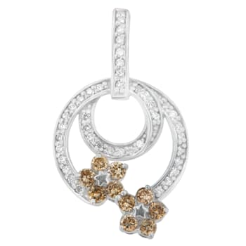 Sterling Silver 1ctw Round Cut Diamond Floral Garden Pendant With Chain
(H-I, I1-I2)