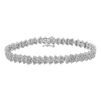 Sterling Silver 1.0ctw Diamond "Arrow" Shape Tennis Link Bracelet