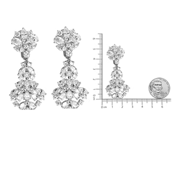 18K White Gold 9 1/2 Cttw Diamond Cluster Drop Dangle Earrings (F-G
Color, VS1-VS2 Clarity)