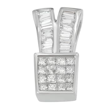 14K White Gold 1 1/3ctw Princess and Baguette Cut Diamond Pendant
w\chain(H-I, SI1-SI2)