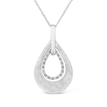 .925 Sterling Silver Prong-Set Diamond Accent Fashion Double Drop Design
18" Pendant Necklace