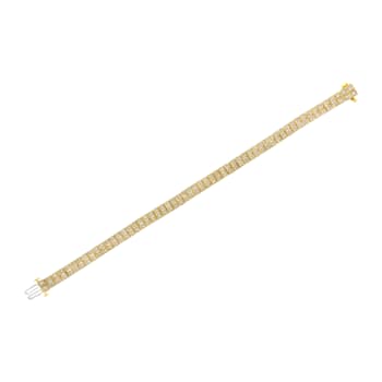 14K Yellow Gold Over Sterling Silver 3.0ctw Diamond Double Row Square
Milgrain Link Tennis Bracelet
