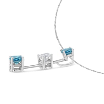 14K White Gold 1 1/3ctw White and Treated Blue Diamond Pendant With
Chain(H-I, SI2-I1)