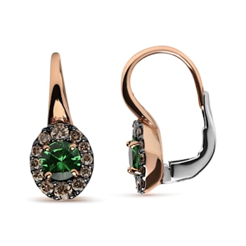 18K Two-Tone Gold Round Tsavorite and Round Brown Diamonds Halo Drop
Hoop Earrings