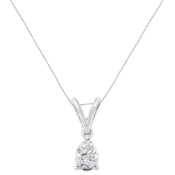 10K White Gold 1/5 cttw Diamond Pear Pendant Necklace (H-I, SI1-SI2)