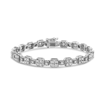 10K White Gold 2.0 Cttw Diamond Square Link Bracelet (J-K Color, I2-I3
Clarity) - Size 7.25"