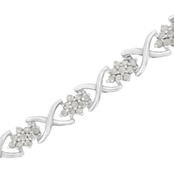 Rhodium Over Sterling Silver 2 1/4 Cttw Diamond Link Bracelet