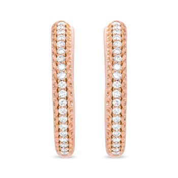 18K Rose Gold 1/3 Cttw Round Cut Diamond Hoop Earrings (F-G Color,
VS1-VS2 Clarity)