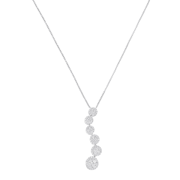 14K White Gold 1.0ctw Diamond Cluster Journey Pendant With Chain (H-I, I1-I2)