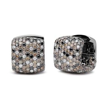 Black Rhodium over 18K White Gold Multi-Color Round Diamond Cluster
Square Huggie Hoop Earrings