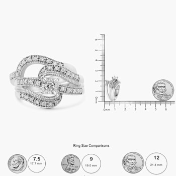Sterling Silver 1/3ctw Diamond Crisscross Engagement Bridal Set