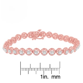 10K Rose Gold Over Sterling Silver 1/4 Cttw Diamond Tennis Bracelet