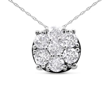 2.33ctw Diamond 7-Stone Floral Cluster 14K White Gold Necklace