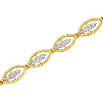 10K Yellow Gold Over Sterling Silver 1.0ctw Round Diamond Link Bracelet