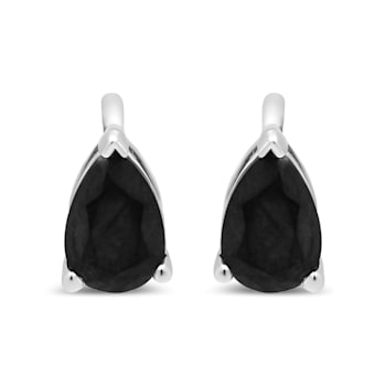 14K White Gold 1.0ctw Treated Black Pear Shaped Solitaire Diamond 3
Prong Stud Earrings