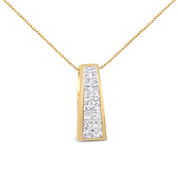 14K Yellow Gold 1 1/2ctw Princess Cut Diamond Greek Column Pendant With
Chain(G-H, VS1-VS2)