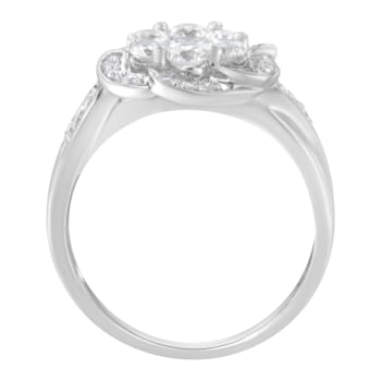 14K White Gold Floral Cluster Diamond Ring (1.0ctw, H-I Color, SI2-I1 Clarity)