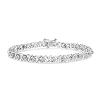 Sterling Silver 1/6ctw Miracle Set Diamond Infinity Link and Station
Tennis Bracelet
