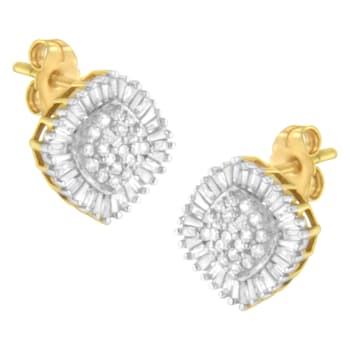 10K Yellow Gold 1/2ctw Diamond Cluster Cocktail Stud Earrings