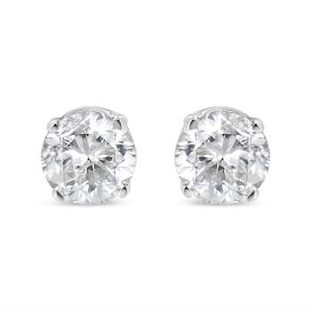 14K White Gold 5/8ctw Round Brilliant-Cut Lab Grown Diamond Classic Push
back Stud Earrings