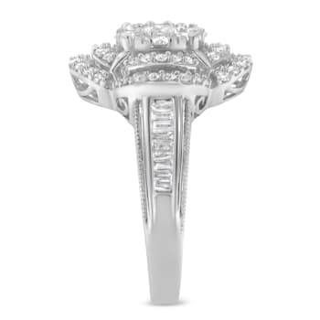 14K White Gold 1.0ctw Mixed Cut Diamond Floral Cluster Ring (H-I Color,
SI2-I1 Clarity)