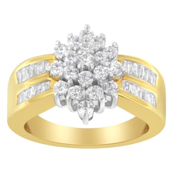 10K Yellow Gold 1.0ctw Marquise Composite Diamond Cluster Cocktail Ring
(H-I Color, SI2-I1 Clarity)