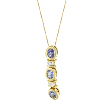 14K White Gold Round Cut Diamond and Tanzanite Pendant w\chain(1.20ctw,
G-H Color, SI2-I1 Clarity)