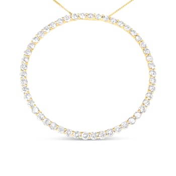 10K Yellow Gold Over Sterling Silver 4ctw Diamond Circle Hoop Necklace
(J-K Color, I1-I2 Clarity)