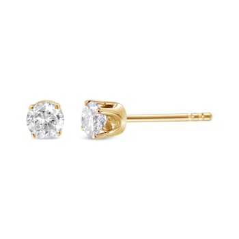 14K Yellow Gold 1/2 Cttw Round-Cut Diamond Solitaire Stud Earrings (O-P
Color, SI2-I1 Clarity)