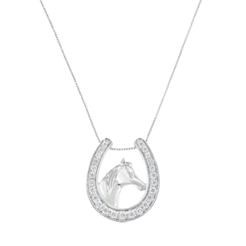 Sterling Silver 1/4ctw Diamond U Shape Pendant w\chain(I-J, I3-Promo)