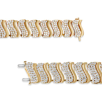 14K Yellow Gold 15.0 Cttw Diamond Chevron Wave 7.25" Inch Link
Bracelet (J-K Color, I1-I2 Clarity)