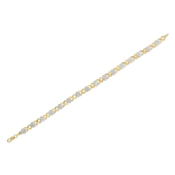 10K Yellow Gold Over Sterling Silver 1.0ctw Diamond Cluster X Link
Tennis Link Bracelet