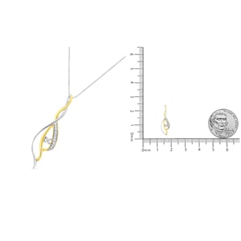 10K Two-tone Gold Over Sterling Silver Diamond Pendant w\chain(1/10ctw,
J-K Color, I2-I3 Clarity)