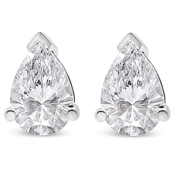 14K White Gold 1.0 Cttw Pear Shape Solitaire Lab Grown Diamond Stud Earrings