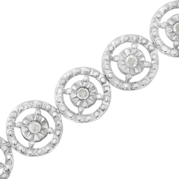 Sterling Silver 1.0ctw Diamond Nested Circle Miracle Set Open Wheel
7" Fashion Link Bracelet
