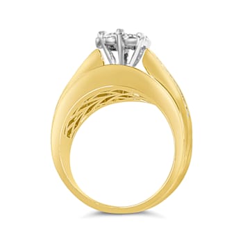 14K Yellow Gold 2-1/3ctw Diamond Cluster Band Engagement Ring &
Wedding Band Set Size 7