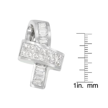 14K White Gold 2ctw Princess and Baguette Cut Diamond Ribbon Pendant
w\chain(H-I, SI-SI2)