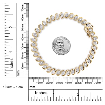 0.50ctw Round White Diamond 10K Yellow Gold Over Sterling Silver Tennis Bracelet