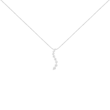 14K White Gold 3.0ctw Mixed Cut Diamond S Shaped Graduated 18"
Pendant w\chain
