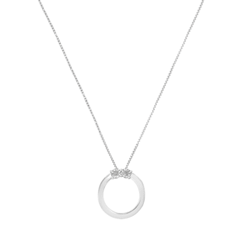 Sterling Silver 1/10ctw Diamond 2 Stone 'Together Forever' Open Circle
18" Pendant w\chain