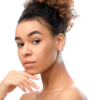 18K White Gold 1 1/4 Cttw Round Diamond Openwork Teardrop-Shaped Dangle Earrings