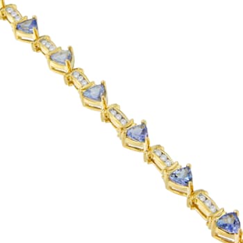 14K Yellow Gold 5.15ctw Round-Cut Diamond and Tanzanite Bracelet