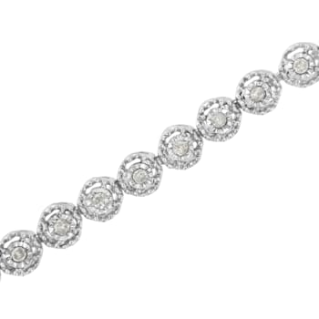 Sterling Silver .50ctw Miracle Set Round Diamond Bezel Design Link Bracelet