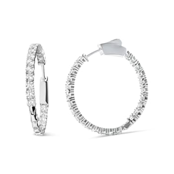 14K White Gold 3.00 Cttw Lab Grown Diamond Inside Out Hoop Earrings (F-G
Color, VS1-VS2 Clarity)