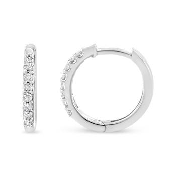 10K White Gold 1/5ctw Round-Cut Diamond Modern Hoop Earrings