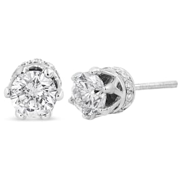 2.00ctw Round 14K White Gold Prong-Set Diamond Crown Stud Earring