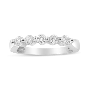 14K White Gold 1/2ctw Round-Cut 5-Stone Diamond Ring (H-I Color, SI1-SI2 Clarity)