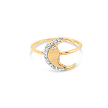 10K Yellow Gold 1/10ctw Diamond Crescent Moon Ring (I-J Color, I1-I2 Clarity)