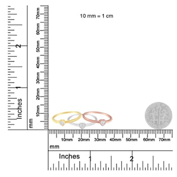 14K Gold Over Sterling Silver Diamond Heart Ring Set (1/6 Cttw, J-K
Color, I1-I2 Clarity)