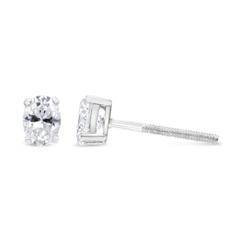 0.50ctw Lab Grown Oval Diamond Solitaire 14K White Gold Stud Earrings